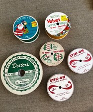 6 ROLOS VINTAGE DE FITA DE CETIM VELUDO VERMELHO AMARELO VERDE ARTESANATO DE NATAL comprar usado  Enviando para Brazil
