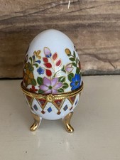 Caixa de porcelana floral em forma de ovo com detalhes dourados comprar usado  Enviando para Brazil