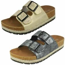 Mujer Spot On Mula sin Cordones Correa Doble Informal Verano Sandalias F1R0898 comprar usado  Enviando para Brazil