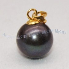 Usado, Lindo pingente de pérola preta taitiana redonda natural pérola genuína ouro 14K comprar usado  Enviando para Brazil