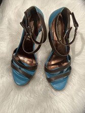 Usado, Sandália Carmen Steffans de couro marrom com tiras salto stilletto tamanho 38 comprar usado  Enviando para Brazil