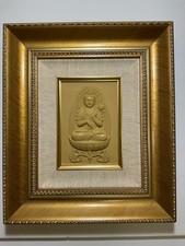 Arte en relieve budista enmarcado - Decoración de pared tono dorado - Regalo espiritual asiático segunda mano  Embacar hacia Mexico