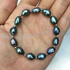 Pulseira de pérolas pretas naturais de água doce cultivada no Taiti 9-10 mm 7,5"" comprar usado Pulseira de pérolas pretas naturais de água doce cultivada no Taiti 9-10 mm 7,5"" comprar usado  Enviando para Brazil