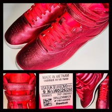 USA VTG Reebok Freestyle F/S Hi Top Metaliczny Ostry Różowy lata 80. 90. Aerobik Damski 9 na sprzedaż  Wysyłka do Poland
