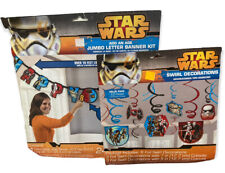 STAR WARS 12 decorações de redemoinho de papel alumínio e 1 kit de banner de carta jumbo festa de aniversário  comprar usado  Enviando para Brazil