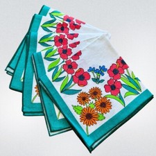 Guardanapos de jantar vintage floral tecido têxtil algodão conjunto de 5 16" retrô, usado comprar usado  Enviando para Brazil