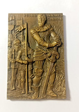 Edad de los Descubrimientos Antigua Rara Medalla de Bronce Placa Pedro Álvares CABRAL segunda mano  Embacar hacia Mexico