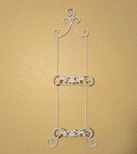 Suporte de placa vertical vintage Scrollwork marfim metal montado na parede 28 X 10,5, usado comprar usado  Enviando para Brazil