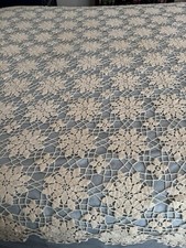 Cobertor de cama antigo de crochê à mão esbranquiçado cama de casal queen size borda recortada comprar usado  Enviando para Brazil