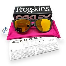 Óculos de sol Oakley Frogskins OO9289-0655 preto fosco cinza brilhante Prizm 24K com bolsa comprar usado  Enviando para Brazil