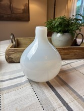 Vaso de vidro soprado à mão opala em forma de lâmpada branco translúcido decoração moderna 7”x5” comprar usado  Enviando para Brazil