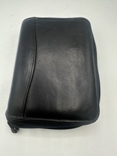 Antigo Franklin Covey Bolso Preto Couro Genuíno Zíper Planejador Anel SpaceMaker EUA, usado comprar usado  Enviando para Brazil