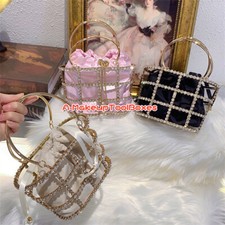Bolsa de mão de cristal enfeitada alça redonda com cordão enjaulado festa noite C470 comprar usado  Enviando para Brazil
