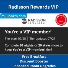 Radisson VIP Status Upgrade 2 Anos: Café da Manhã Grátis, Reforço de Desconto, Upgrade de Quarto comprar usado  Enviando para Brazil