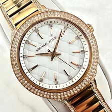 Relógio masculino Michael Kors MK3348 tom ouro rosa mostrador branco cristal nova bateria comprar usado  Enviando para Brazil