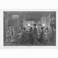 Usado, Jantar japonês JAPÃO - Estampa antiga 1874 comprar usado  Enviando para Brazil