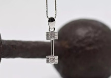 Pingente de berloque haltere corte redondo 1 quilate simulado diamante folheado a ouro branco 14K comprar usado Pingente de berloque haltere corte redondo 1 quilate simulado diamante folheado a ouro branco 14K comprar usado  Enviando para Brazil