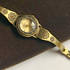 Vintage LEI Relógio Feminino Analógico Quartzo Tom Dourado Floral Ensolarado Flor comprar usado  Enviando para Brazil