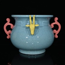 Fogão tricolor fatia aberta porcelana antigo 10,6" dinastia canção forno Chai, usado comprar usado  Enviando para Brazil