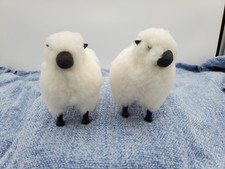 2 Porcelana Meier Alemanha Valais Blacknose Sheep com Cabelo Lã Real/Falso 6x3x5" comprar usado  Enviando para Brazil
