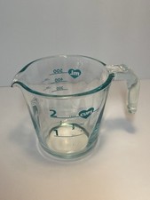 Usado, Copo de medição de vidro Pyrex turquesa azul-petróleo coração 2 xícaras 500 ml descontinuado comprar usado  Enviando para Brazil