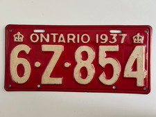 1937 ontario license for sale  Poughkeepsie