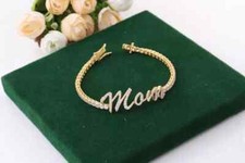 Pulseira de tênis "mãe" redonda simulada diamante 6 quilates folheada a ouro amarelo 14K comprar usado  Enviando para Brazil