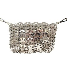 Bolsa de ombro Paco Rabanne 1969 micro corrente em tom prata usada com bolsa de pó, usado comprar usado  Enviando para Brazil