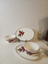 Bandeja de biscoito de porcelana Graces 2 Teaware combinando xícara de chá azevinho arcos estrelas, usado comprar usado  Enviando para Brazil