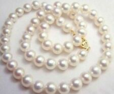 COLAR DE PÉROLAS GENUÍNAS NATURAIS 9-8MM BRANCO MAR DO SUL 18" 17" FECHO OURO 14K comprar usado  Enviando para Brazil