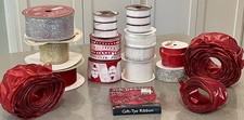 Lote de 13+ Rolos de Tecido de Fita de Natal Vintage Alguma Borda de Arame comprar usado  Enviando para Brazil