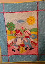 Cobertor fino vintage Raggedy Ann & Andy capa de berço 1980 - colorido, usado comprar usado  Enviando para Brazil