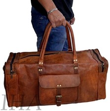 Bagagem de mão de fim de semana retrô real feita à mão couro marrom, usado comprar usado Bagagem de mão de fim de semana retrô real feita à mão couro marrom, usado comprar usado  Enviando para Brazil