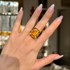 Anillo de plata de ley 925 con piedras preciosas de citrino amarillo corte esmeralda de 20 quilates todos los tamaños segunda mano  Embacar hacia Mexico
