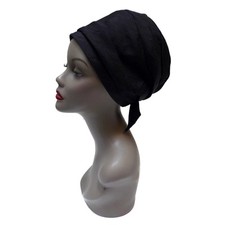 Elegante anos 1960 turbante de seda preta macio chapéu artesanato arco traseiro ajustável comprar usado  Enviando para Brazil
