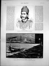 Navios de guerra antigos com estampa antiga Nizam Hyderabad questão de pesca no Mar do Norte 1887 comprar usado  Enviando para Brazil