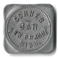 Barra de canto nova Praga, Minnesota Trade Token 5¢ Al Sq 20mm comprar usado  Enviando para Brazil
