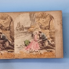 Foto real 3D C1860 Stereoview colorida antiga Risque Smack Among The Rocks comprar usado  Enviando para Brazil