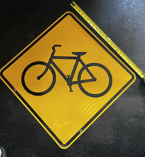 Placa reflexiva 24x24 bicicleta travessia metal estrada rua amarelo preto BOM! comprar usado  Enviando para Brazil