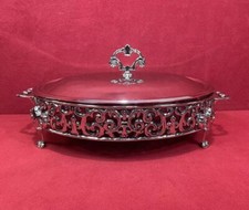 Prato de servir Charter Club Home Grand Buffet oval coberto 3 quartos banhado a prata/vidro comprar usado  Enviando para Brazil