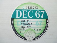 Tax disc 1967 for sale  SWANSEA