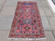 Tapete fino antigo usado feito à mão tradicional oriental lã rosa azul 190x107cm comprar usado  Enviando para Brazil