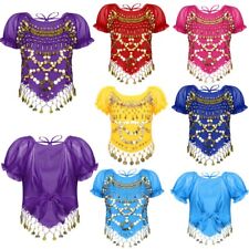 Blusa infantil feminina borlas tops de dança manga curta camiseta bainha irregular comprar usado  Enviando para Brazil