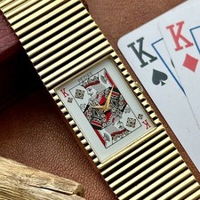 Relógio masculino vintage Pedre Polo Poker King pulseira integrada quartzo banhado a ouro comprar usado  Enviando para Brazil