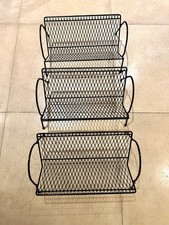 Set of 3 Vintage Black Mid Century Retro Metal Mesh Book CD DVD Rack Shelf MCM comprar usado  Enviando para Brazil