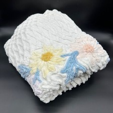 Cobertor de tecido chenille vintage bordado floral artesanato reaproveitamento LEIA comprar usado  Enviando para Brazil