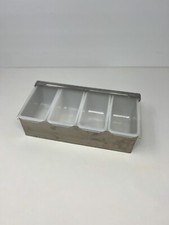 Servidor de condimento de aço inoxidável 4 compartimentos com tampa giratória aberta/fechada, usado comprar usado  Enviando para Brazil