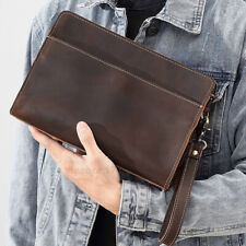 Bolsa de mão masculina de couro genuíno empresarial carteira bolsa de telefone porta-cartão, usado comprar usado  Enviando para Brazil