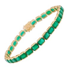 Pulseira de elos de tênis octógono ouro amarelo 18K natural esmeralda brasileira 6x4 mm comprar usado  Enviando para Brazil
