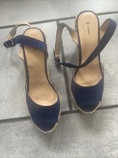 Navy suede wedges for sale  BELFAST